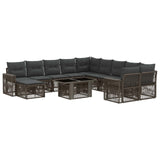 vidaXL Tuinbank Set 12 st Zwart en Crème Wit poly rattan