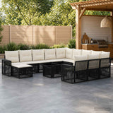 vidaXL Tuinbank Set 13 st Zwart en Crème Wit poly rattan