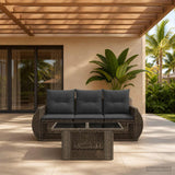 vidaXL Tuinbank Set 4 st Zwart en Crème Wit poly rattan
