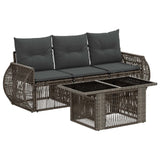 vidaXL Tuinbank Set 4 st Zwart en Crème Wit poly rattan