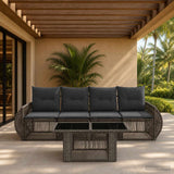 vidaXL Tuinbank Set 5 st Zwart en Crème Wit poly rattan