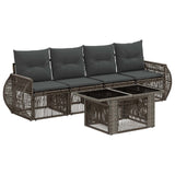 vidaXL Tuinbank Set 5 st Zwart en Crème Wit poly rattan