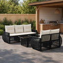 vidaXL Tuinbank Set 6 st Zwart en Crème Wit poly rattan