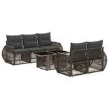vidaXL Tuinbank Set 6 st Zwart en Crème Wit poly rattan