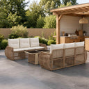 vidaXL Tuinbank Set 7 st Zwart en Crème Wit poly rattan