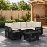 vidaXL Tuinbank Set 7 st Zwart en Crème Wit poly rattan