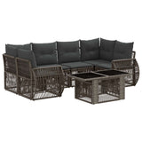 vidaXL Tuinbank Set 7 st Zwart en Crème Wit poly rattan
