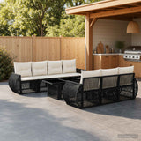 vidaXL Tuinbank Set 8 st Zwart en Crème Wit poly rattan
