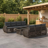 vidaXL Tuinbank Set 8 st Zwart en Crème Wit poly rattan