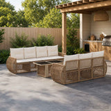vidaXL Tuinbank Set 8 st Zwart en Crème Wit poly rattan