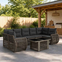 vidaXL Tuinbank Set 8 st Zwart en Crème Wit poly rattan