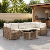 vidaXL Tuinbank Set 8 st Zwart en Crème Wit poly rattan