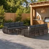 vidaXL Tuinbank Set 9 st Zwart en Crème Wit poly rattan