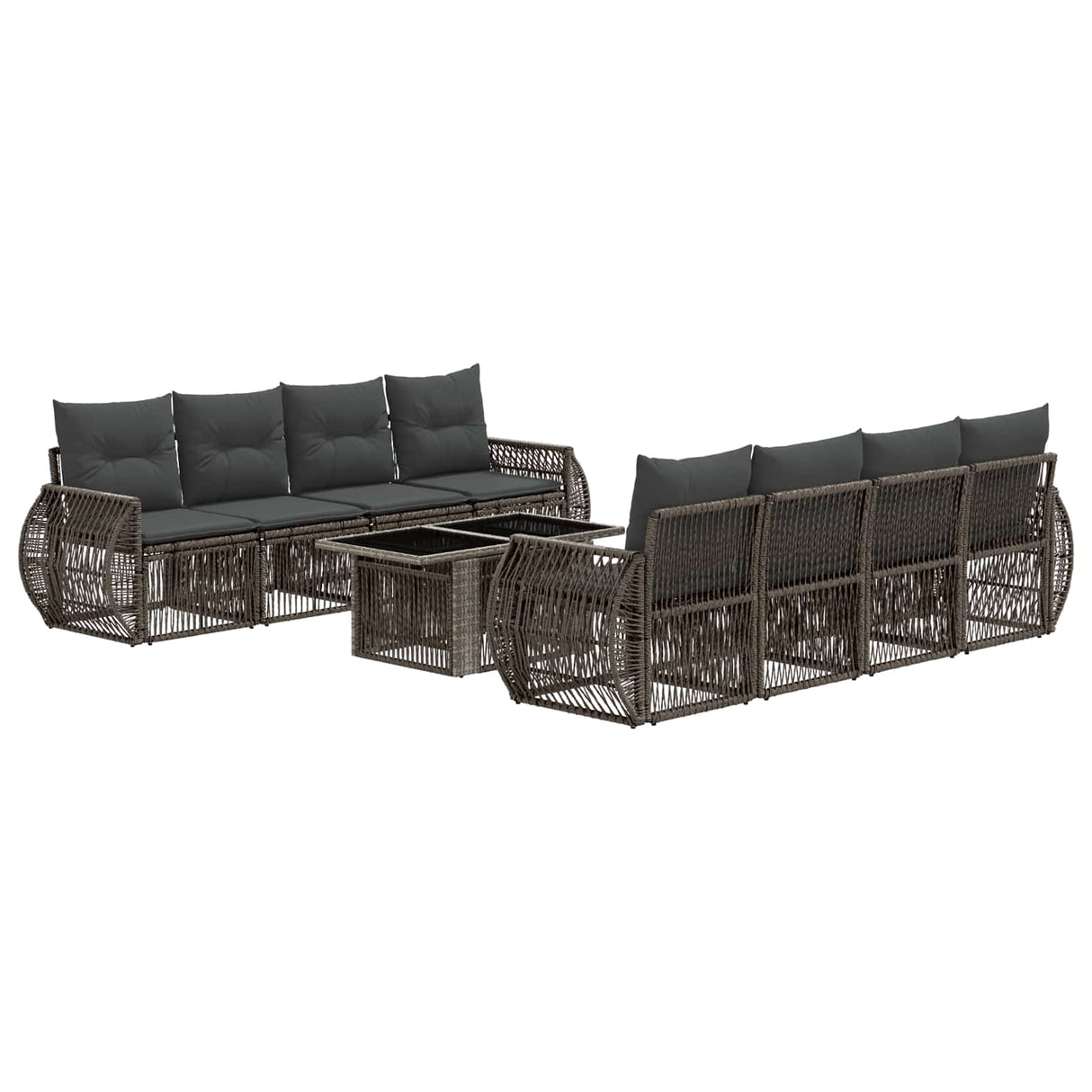 vidaXL Tuinbank Set 9 st Zwart en Crème Wit poly rattan