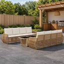 vidaXL Tuinbank Set 9 st Zwart en Crème Wit poly rattan