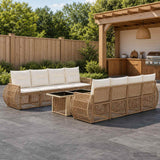 vidaXL Tuinbank Set 9 st Zwart en Crème Wit poly rattan