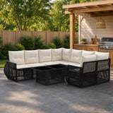 vidaXL Tuinbank Set 9 st Zwart en Crème Wit poly rattan