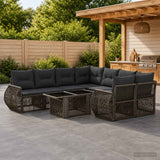 vidaXL Tuinbank Set 9 st Zwart en Crème Wit poly rattan