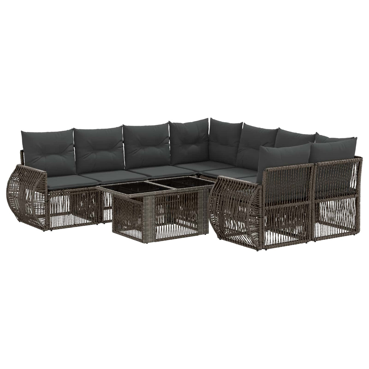 vidaXL Tuinbank Set 9 st Zwart en Crème Wit poly rattan