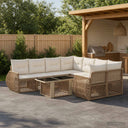 vidaXL Tuinbank Set 9 st Zwart en Crème Wit poly rattan