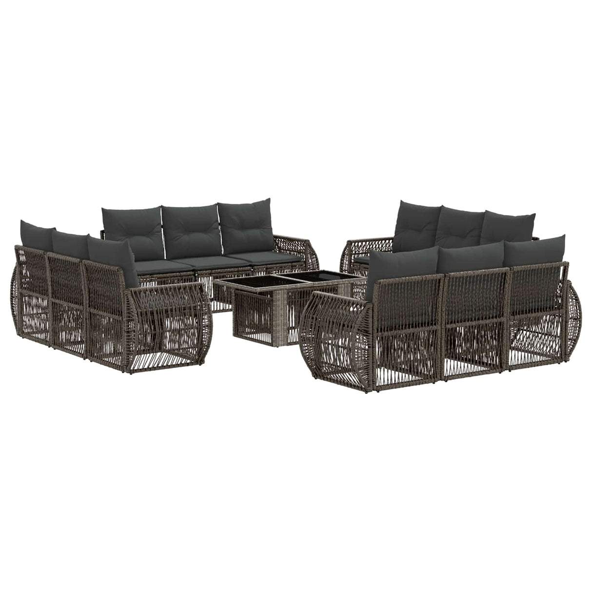 vidaXL Tuinbank Set 13 st Zwart en Crème Wit poly rattan