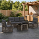 vidaXL Tuinbank Set 6 st Zwart en Crème Wit poly rattan