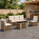 vidaXL Tuinbank Set 6 st Zwart en Crème Wit poly rattan