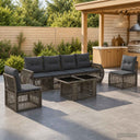 vidaXL Tuinbank Set 7 st Zwart en Crème Wit poly rattan