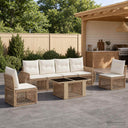 vidaXL Tuinbank Set 7 st Zwart en Crème Wit poly rattan