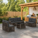 vidaXL Tuinbank Set 8 st Zwart en Crème Wit poly rattan