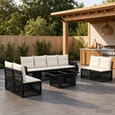 vidaXL Tuinbank Set 9 st Zwart en Crème Wit poly rattan
