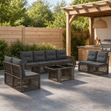 vidaXL Tuinbank Set 9 st Zwart en Crème Wit poly rattan
