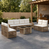 vidaXL Tuinbank Set 9 st Zwart en Crème Wit poly rattan