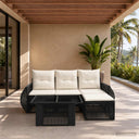 vidaXL Tuinbank Set 5 st Zwart en Crème Wit poly rattan