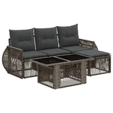 vidaXL Tuinbank Set 5 st Zwart en Crème Wit poly rattan