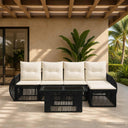 vidaXL Tuinbank Set 6 st Zwart en Crème Wit poly rattan