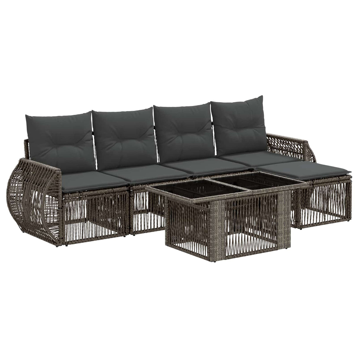 vidaXL Tuinbank Set 6 st Zwart en Crème Wit poly rattan