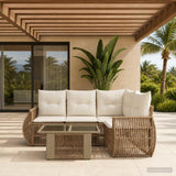 vidaXL Tuinbank Set 5 st Zwart en Crème Wit poly rattan