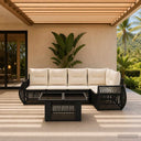vidaXL Garden Sofa Set 6 pcs Black and Cream White poly rattan