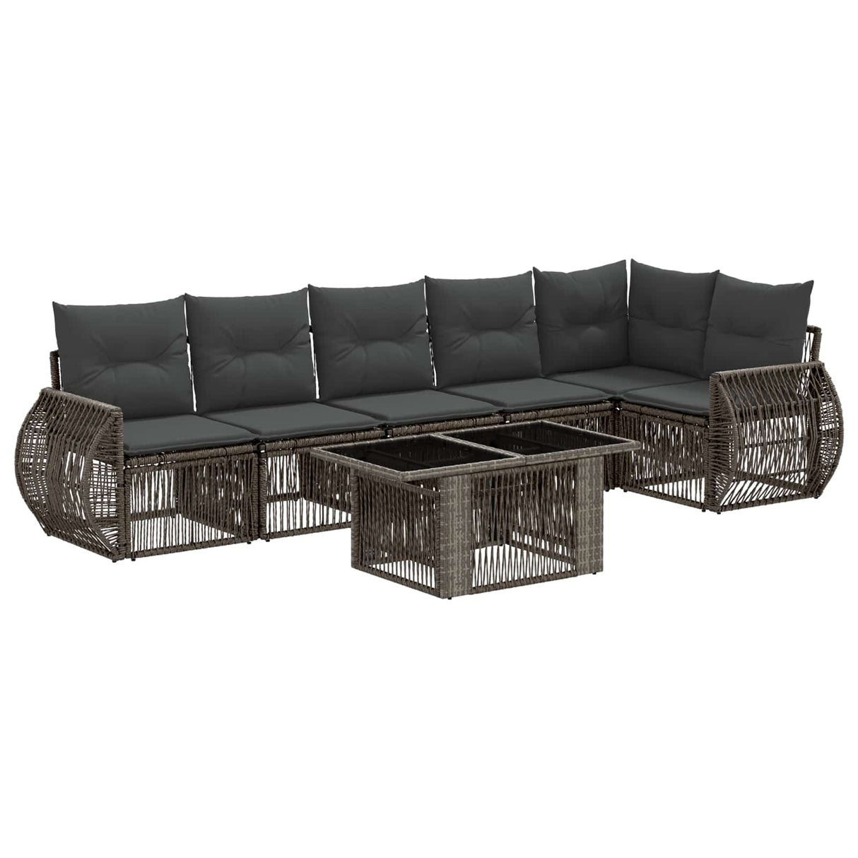 vidaXL Tuinbank Set 7 st Zwart en Crème Wit poly rattan