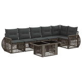 vidaXL Tuinbank Set 7 st Zwart en Crème Wit poly rattan
