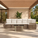 vidaXL Tuinbank Set 7 st Zwart en Crème Wit poly rattan