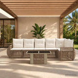 vidaXL Tuinbank Set 7 st Zwart en Crème Wit poly rattan