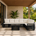 vidaXL Tuinbank Set 8 st Zwart en Crème Wit poly rattan