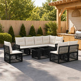 vidaXL Tuinbank Set 9 st Zwart en Crème Wit poly rattan