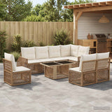 vidaXL Tuinbank Set 9 st Zwart en Crème Wit poly rattan