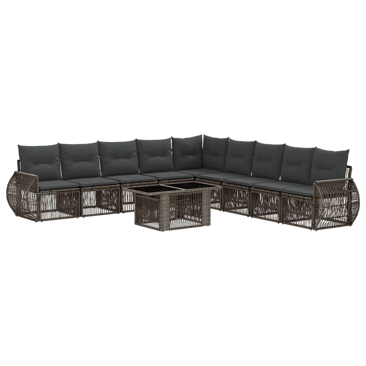 vidaXL Tuinbank Set 10 st Zwart en Crème Wit poly rattan