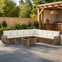 vidaXL Tuinbank Set 10 st Zwart en Crème Wit poly rattan