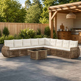 vidaXL Tuinbank Set 10 st Zwart en Crème Wit poly rattan