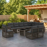 vidaXL Tuinbank Set 11 st Zwart en Crème Wit poly rattan